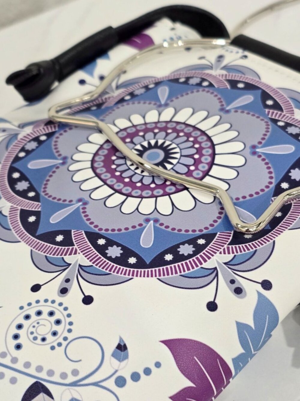 Cat-Handle โฆ Mandala Print Crossbody Bag โฆ Adjustable Strap Purple Blue Pattern - Picture 5 of 7